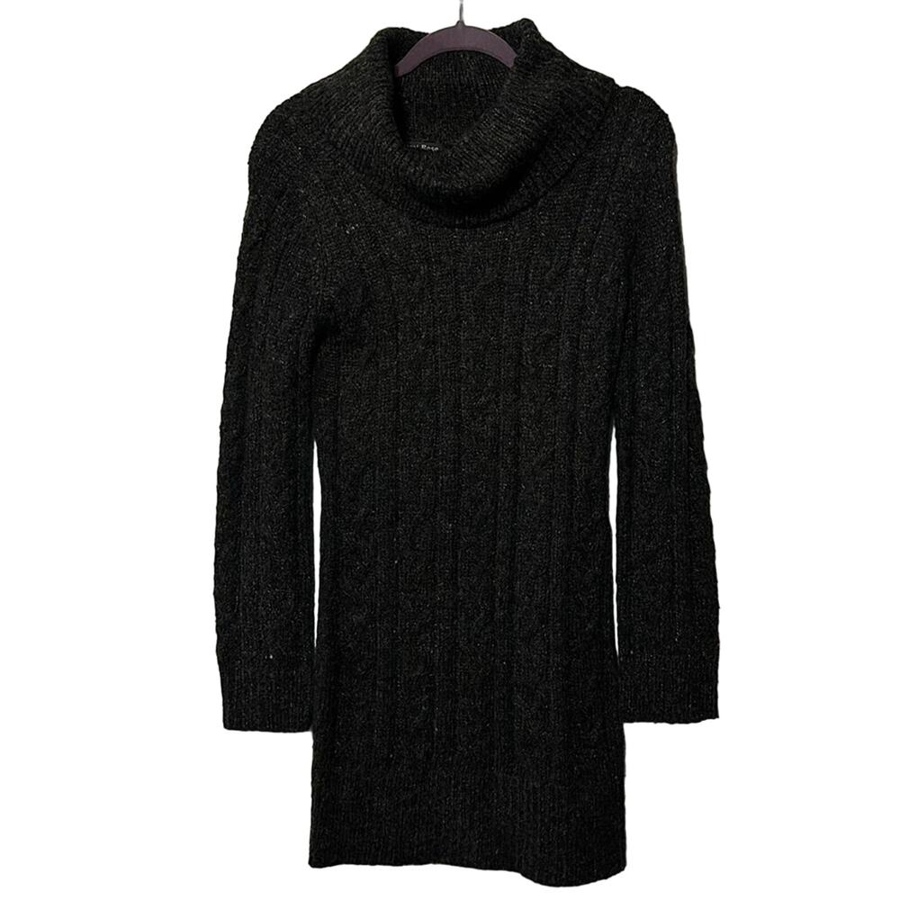 Women's Sweater Dress Gray Cable Knit Long Sleeve Turtleneck Small